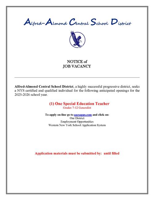 Special Education teacher job vacancy